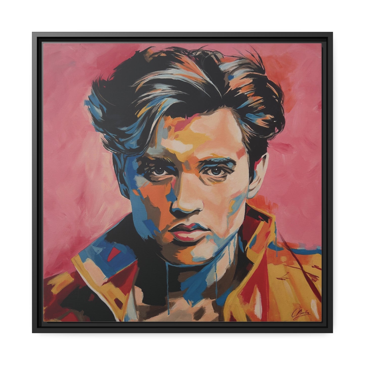 Print on Farmed Canvas of an original artwork "Elvis in pop reverie "- Matte Canvas, Black Frame